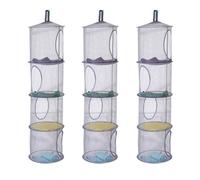 Sentaoa Filet de Rangement Enfant 3 Pcs Filet de Séchage Suspendu Panier Pliable en Maille Rangement pour Peluche Jouets Petits Vêtements Lingerie Chaussettes (Gris(Suspension Velcro), 30 * 110cm)