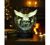 Sentidos Veilleuse LED 3D - Cadeau - Pour garçons et enfants - Anniversaire - Lampe de bureau - Chambre à coucher - Baptême (Hedwig personnalisé)