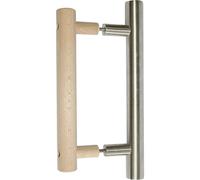 Sentiotec Poignée de porte de sauna LA 20 mm - En bois - Intérieur et extérieur en acier inoxydable - Pour l'intérieur et l'extérieur