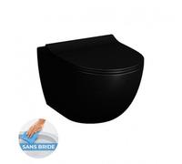 SENTO Noir mat Cuvette RIM-EX (sans bride) et abattant ultra-fin avec frein de chute (7748B083-0075 + 120-083R009)