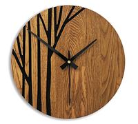 SENTOP Horloge murale en bois, horloge murale en chêne, horloge murale moderne, décoration de la maison, horloge murale en bois de chêne véritable, grande horloge murale en bois, chêne - ambre, 50 cm