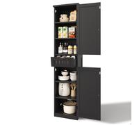 SENVIRO Colonne de cuisine 40 x 30 x 170 cm, 2 portes, 1 tiroir, 4 étagères réglables, en MDF, noir