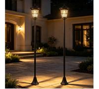 SENVIRO Lot de 2 lampadaires solaires extérieurs 23,5 x 23,5 x 186 cm, noir