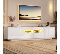 SENVIRO meuble TV lumineux laqué blanc pour grand écran 180x40x45cm blanc