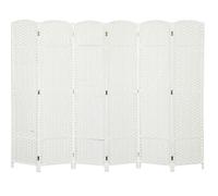SENVIRO Paravent pliable 6 panneaux, 240 x 1,6 x 170 cm, blanc, motif tressé, bois de pin, polypropylène