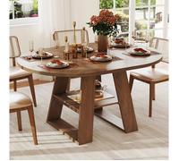 SENVIRO Table à manger extensible ronde 110/150 x 110 cm MDF 4 à 6 personnes coloris noyer