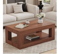SENVIRO table basse rectangulaire double niveau noyer