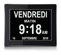 SENXINGYAN 8" Pouce LCD Horloge Numérique Calendrier avec Date Jour Et Heure Horloge Non-Abrégée Auto Dimming 8 Langues HD Display Rappel pour Alzheimer Les Personnes âgées et Les Enfants