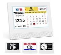 SENXINGYAN Horloge Numérique Calendrier, 7" Pouce LCD Auto Dimming 10 Langues avec Date Jour et Heure Horloge Non-Abrégée, Plusieurs Modes pour Vision Altérée Alzheimer Les Personnes âgées