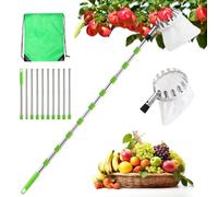 seOSTO Cueille Fruit Télescopique, 4,2M Cueilleur de Fruits Amovible, Ramasse Fruit avec Poteau Réglable Léger et Sac en Coton, Outil Cueillette Jardin Arbre Poires Pêches Ø 160mm