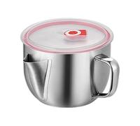 Séparateur de graisse en acier inoxydable - Passoire à sauce avec couvercle - 18 x 11 cm - Séparateur d'huile de cuisine portable - Outil de dégraissage - Idéal pour la cuisson des rôtis, des ragoûts