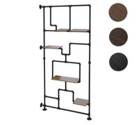 Séparateur de pièce avec étagère HWC-P10, étagère de salon, étagère de rangement, métal industriel mélaminé MVG 203x100x20cm marron