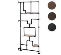 Séparateur de pièce avec étagère HWC-P10, étagère de salon, étagère de rangement, métal industriel mélaminé MVG 203x80x20cm marron