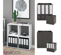 Vicco Meuble de Rangement Cube Tetra, Blanc, 72.6x72cm | avec 2 boxes pliants, pour le rangement de livres et de boîtes de rangement 30x30 cm
