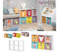 Bibliothèque enfant Vicco Blanc 72x107.8cm avec 6 boîtes pliantes, Model 37028