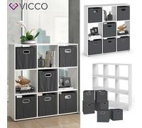Vicco Meuble de Rangement Cube Nove, Blanc, 104x108cm | avec 6 boîtes pliantes, utilisable pour une répartition flexible de l’espace et le rangement