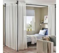 Séparateur de pièce - Sans perçage - Barre de rideau - Panneau de séparation pour séparateur de pièce - Clôture temporaire pour plus d'intimité
