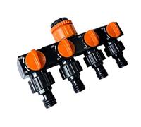 Séparateur de tuyau d'arrosage 4 voies pour tuyaux | Raccordement de distribution d'eau pour agriculture, jardin, pelouse, patio, extérieur, paysage, camping-car, égouts