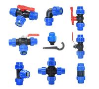 Séparateur d'eau du robinet en PVC PE, 20/25/32/40/50/63mm, connecteur de Valve rapide en plastique, raccords de tuyaux d'eau d'irrigation pour jardin et ferme Robinet droit