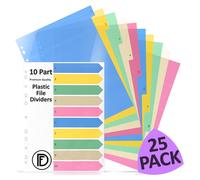 Séparateurs de registre A4, 10 pièces, couleurs pastel, plastique, lot de 25