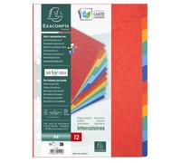 Séparateurs pour classeur, format A4, 225 g/m², 12 compartiments, boîte de 25
