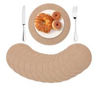 SEPGLITTER 12 napperons ronds en toile de jute - Lot de 30 cm bruns réutilisables en jute naturelle pour décor de table de ferme pour mariage, dîner, fête