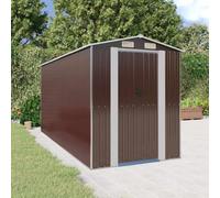 sephironlbb Abri de Jardin en métal galvanisé Marron foncé 192x440x223 cm avec Porte coulissante, Espace de Rangement extérieur pour Outils, matériel, Tondeuse, vélo, mobilier de terrasse