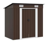 sephironlbb Abri de Stockage pour Jardin en Acier galvanisé Marron 194x121x181 cm avec Porte coulissante et Ventilation, Rangement extérieur pour Outils, matériel, vélo, mobilier de terrasse
