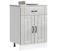 sephironlbb Armoire de Cuisine Lucca Gris béton en Bois d'ingénierie avec tiroir, Porte, Tablette, Pieds réglables, Meuble de Rangement Pratique pour Vaisselle, ustensile, casseroles, Buffet, Colonne