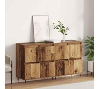 sephironlbb Armoire de Rangement 2 pcs Bois Ancien 60 x 35 x 70 cm avec 4 Portes, Meuble de Rangement Polyvalent pour Salon Cuisine Salle à Manger, Buffet Commode Enfilade Placard Console