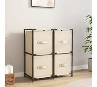 sephironlbb Armoire de Rangement 4 paniers en Tissu crème 63x30x71 cm Acier léger Meuble Colonne avec casiers pour Bureau Chambre Salon Cuisine Couloir Organisateur de Stockage