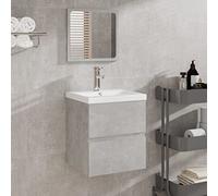sephironlbb Armoire lavabo Salle de Bain avec Vasque encastrée et Miroir Gris béton en Bois d'ingénierie 41x38,5x45 cm tiroir Rangement Mural Pratique pour Toilette et buanderie