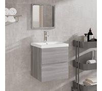sephironlbb Armoire lavabo Salle de Bain avec Vasque encastrée et Miroir Sonoma Gris en Bois d'ingénierie 41x38,5x45 cm tiroir Rangement Suspendu Mural pour Organiser Accessoires sanitaires