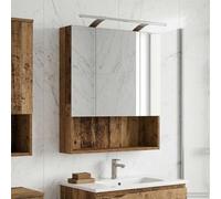 sephironlbb Armoire Miroir Salle de Bain Bois Ancien 60 x 14,5 x 70 cm Meuble lavabo Rangement Mural Double Face avec étagères réglables pour Cabinet cosmétique Toilette