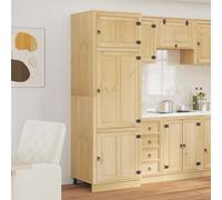sephironlbb Armoire Ski en pin Massif Brun Miel 66 x 58 x 207 cm avec 3 Portes 2 étagères Rangement Salon Salle à Manger Meuble Colonne Buffet vaisselier