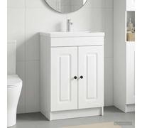 sephironlbb Armoire sous évier de salle de bain Blanc brillant en bois d'ingénierie 78,5 x 37,5 x 81 cm avec étagère, porte pivotante, poignée métal noir, meuble lavabo moderne pour rangement optimisé