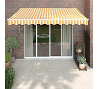sephironlbb Auvent rétractable 3x2,5 m en Tissu Polyester Jaune et Blanc avec Cadre Aluminium Enduit de Poudre, Store banne Mural pour terrasse, Balcon
