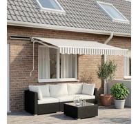 sephironlbb Auvent rétractable électrique Gris Clair et Blanc 3 x 2,5 m avec Toile Polyester, Bras motorisés, Fixation Murale pour terrasse Jardin extérieur, Protection Chaleur Pluie et ombrage Patio
