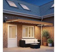 sephironlbb Auvent rétractable électrique Sable en Polyester 100% et Aluminium avec LED et capteur météo, Protection ombrage terrasse Jardin Balcon, Bras Robustes et Fixation Murale Pratique