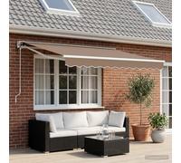 sephironlbb Auvent rétractable électrique Taupe 3,5 x 2,5 m avec Toile Polyester, Cadre Aluminium, Bras Robustes, Fixation Murale pour terrasse, Balcon, Jardin, Protection Pluie et Chaleur