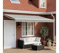 sephironlbb Auvent rétractable manuel 4 × 3 m en polyester enduit PU anthracite blanc avec bras robustes et cassette semi-encastrée pour terrasse jardin extérieur patio balcon protection ombrage pluie