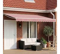 sephironlbb Auvent rétractable Manuel Rouge et Blanc 5 x 3 m avec Bras Robustes, Toile Polyester PU, Fixation Murale pour terrasse Jardin Balcon extérieur ombrage Protection Contre Soleil et Pluie