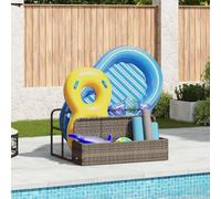 sephironlbb Bac de rangement de piscine gris en rotin synthétique de 110 x 100 x 57 cm, cadre en acier revêtu par pulvérisation, grand espace de rangement avec compartiments, organiseur polyvalent