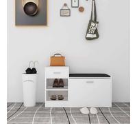 sephironlbb Banc à chaussures blanc en bois avec assise en cuir synthétique 94,5 x 31 x 57 cm, étagère à chaussures et système de rangement pour couloir, couloir, commode stable avec espace de