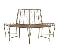sephironlbb Banc d'arbre en Acier Marron Ancien 4 Places 160 x 80 x 89 cm, siège Demi-Rond Robuste pour Jardin terrasse Balcon Patio, Design Fonctionnel pour détente et Repas en extérieur