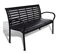 sephironlbb Banc de Jardin en Acier et WPC Noir 125 cm, Banquette d'extérieur résistante pour terrasse, Balcon, Parc, Cour, Assise Confortable pour détente, Repas, Lecture