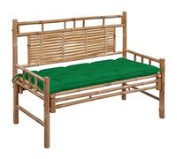 sephironlbb Banc de Jardin en Bambou 120 cm avec Coussin Vert, Dossier Confortable pour terrasse, Balcon, Patio, pour détente, Repas, Lecture en extérieur