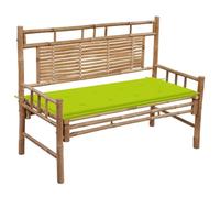 sephironlbb Banc de Jardin en Bambou 120 cm avec Coussin Vert pour terrasse Balcon extérieur détente Lecture Repas convivialité