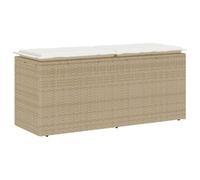 sephironlbb Banc de Jardin en résine tressée Beige avec Coussin Blanc crème 110x40x44 cm Cadre Acier Stable pour terrasse Balcon extérieur détente Repas Lecture