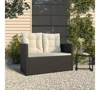 sephironlbb Banc de Jardin en résine tressée Noir 105 cm avec Coussins crème, Cadre Acier Stable, Assise Confortable pour terrasse Balcon Patio, mobilier extérieur Durable pour détente Repas Lecture